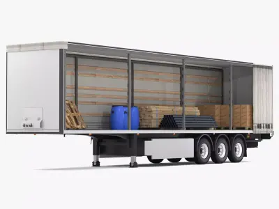 Semi Trailer Open Curtain 3D model