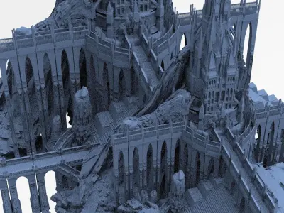 Dark Fantasy Mountain fortress 5 3D model