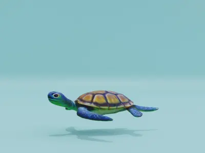 Swimming Turtle Low-poly 3D model