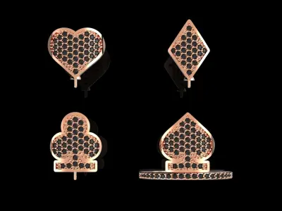  Fashion Poker Card Ring With Brilliants 3D Print Model 3D print model