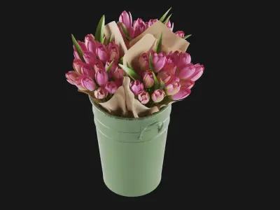 Flowers In Bucket 02 3D model