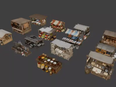 Medieval Market Asset Pack Low-poly 3D model