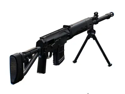 Sniper Riffle SVDM SVD Dragun Dragunov Semi-Automatic Rifle Low-poly 3D model