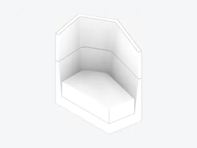 Furniture - Seating - Contemporary - Scoop - Medium Back - Left Low-poly 3D model