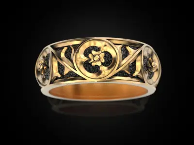 Gothic ornament Ring pattern V2 3D print model