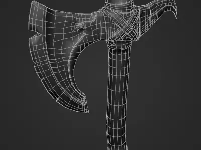 Two handed stylized axe Free low-poly 3D model