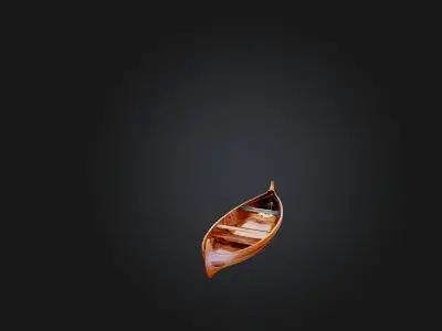 Custom Wooden Canoe Low-poly 3D model