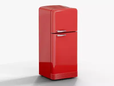 Retro fridge red Low-poly 3D model