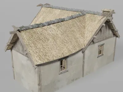 Medieval house Low-poly 3D model 7