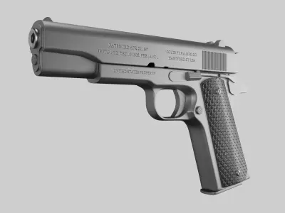 Colt M1911 Pistol Silver Low-poly 3D model