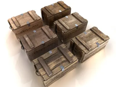 Explosives crate pack PBR Low-poly 3D model