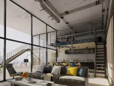 INDUSTRIAL INTERIOR SCENE 3D model purchase