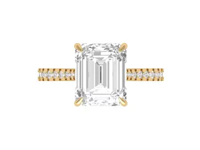 Emerald Solitaire Ring With Hidden Halo Cathedral setting 3D print model