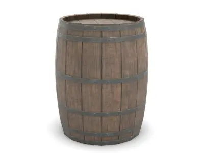 Wooden Barrel Low-poly 3D model 20