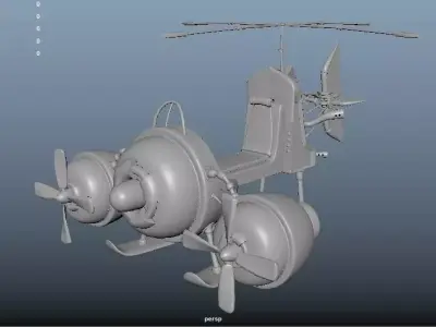 Airship helicopter with propellers 3D model