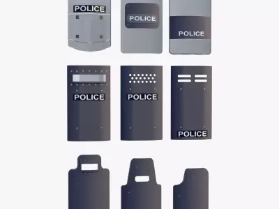 Riot and Tactical Police Shields Set M1 3D model