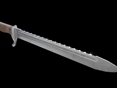German bayonet Seitengewehr  S98 05 with sawback Low-poly 3D model