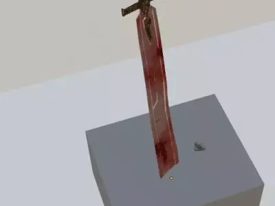 Broadsword sword with blood Free low-poly 3D model