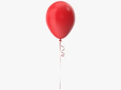 Red Balloon with Ribbon 3D model