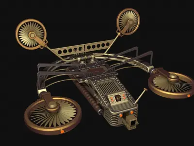 Steampunk flying machine 3D model