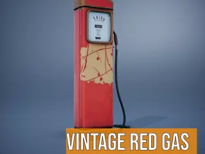 Vintage Red Gas Pump model pack Low-poly 3D model
