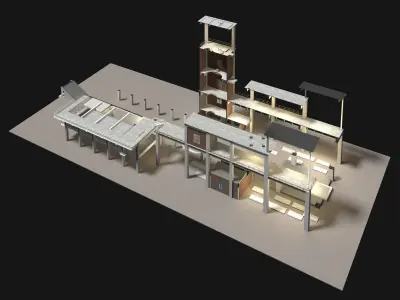 Industrial building in section cut 25i09 3D model