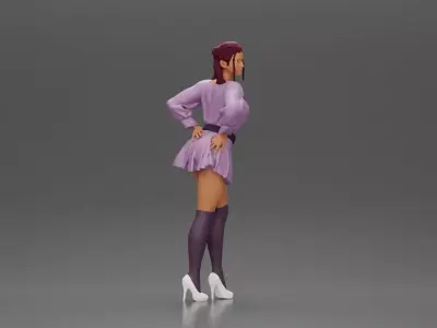 Stylishly Standing with One Hand on Hip and Playful Look 3D print model