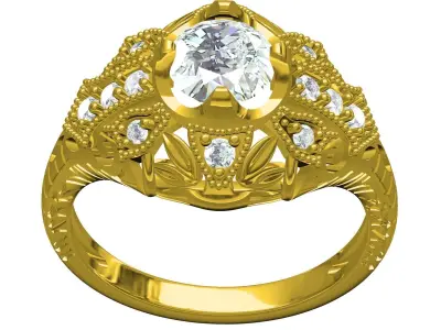Antique Art Deco Engagement Ring 2 3D print model