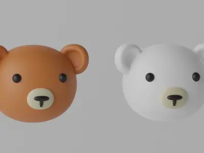 Cartoon Cute Bear Head 3D model