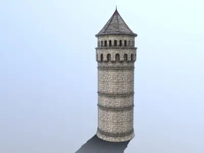 Medieval French Castle Tower Low-poly 3D model