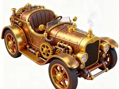 The Brass Baron Imperial Steampunk Roadster 3D Model Low-poly 3D model