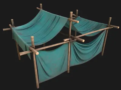 Market Stalls Tent Camping Pack Low-poly 3D model