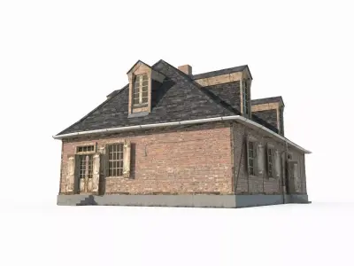 Brick and tile houses in 20th century urban architecture 3D model