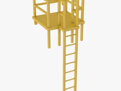 Yellow Ladder with Terrace 3D model