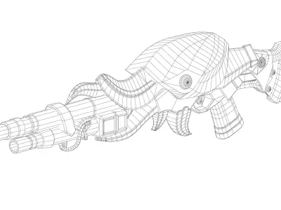 Octopus Shotgun Game Ready 3D Model Low-poly 3D model