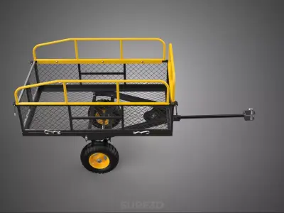 LAWN MOWER TRAILER ATV DUMP TOW REMOVABLE SIDES GARDEN TRACTOR 3D model