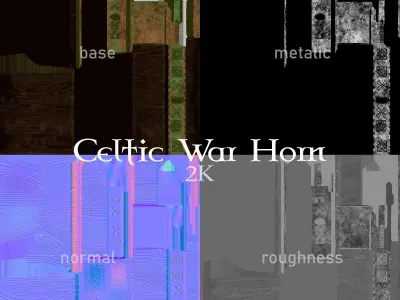 Celtic Style War Horn GameReady PBR Low Poly Low-poly 3D model