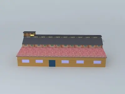 Warehouse building with roof Low-poly 3D model purchase