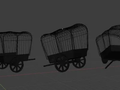 High Quality Sculpted Vertex Painted Wagon Chariot Cart Model Free 3D model