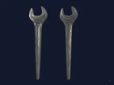Single Open End Spanner Wrench PBR Game Ready Low-poly 3D model