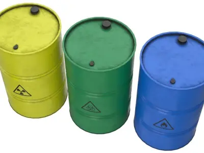 Barrel 3 Lowpoly hazard barrels Low-poly 3D model