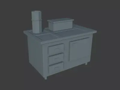 Wooden Table Drawer Low-poly 3D model