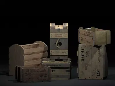 ww2 Crate Pack Low-poly 3D model