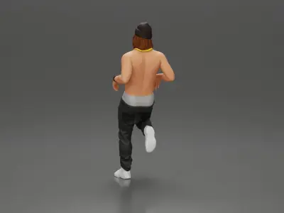 Gangster in hat and gold chain leaning on the car 3D print model