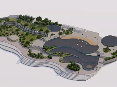 public park-Private Park Landscape 3D model 24