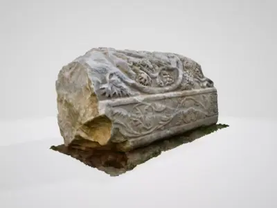 Archaeological Artifact - Column with Vine Scroll with Grapes 3D model
