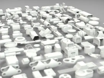 Kitbash-2 group of plastic parts 3D model
