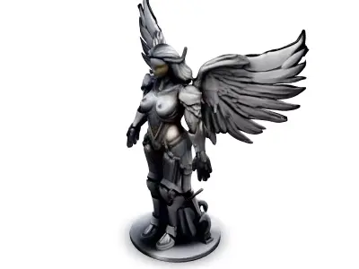 Silver Valkyrie Scifi Angel Warrior Low-poly 3D model