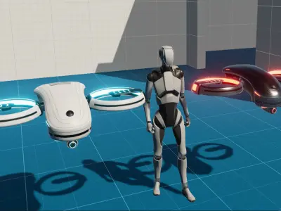Sci Fi BiCopter Drone Low-poly 3D model