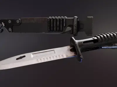 L3A1 Bayonet and Scabbard Low-poly 3D model